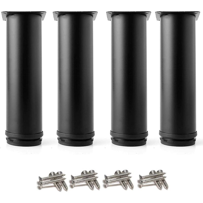 Verstellbare Schwarze Beine, 150 Mm Höhe, Verdickte Schrankbeine, Tischbeine, Möbelbeine, Edelstahl, Höhenverstellbar 0-15 Mm, Inklusive Edelstahlschrauben