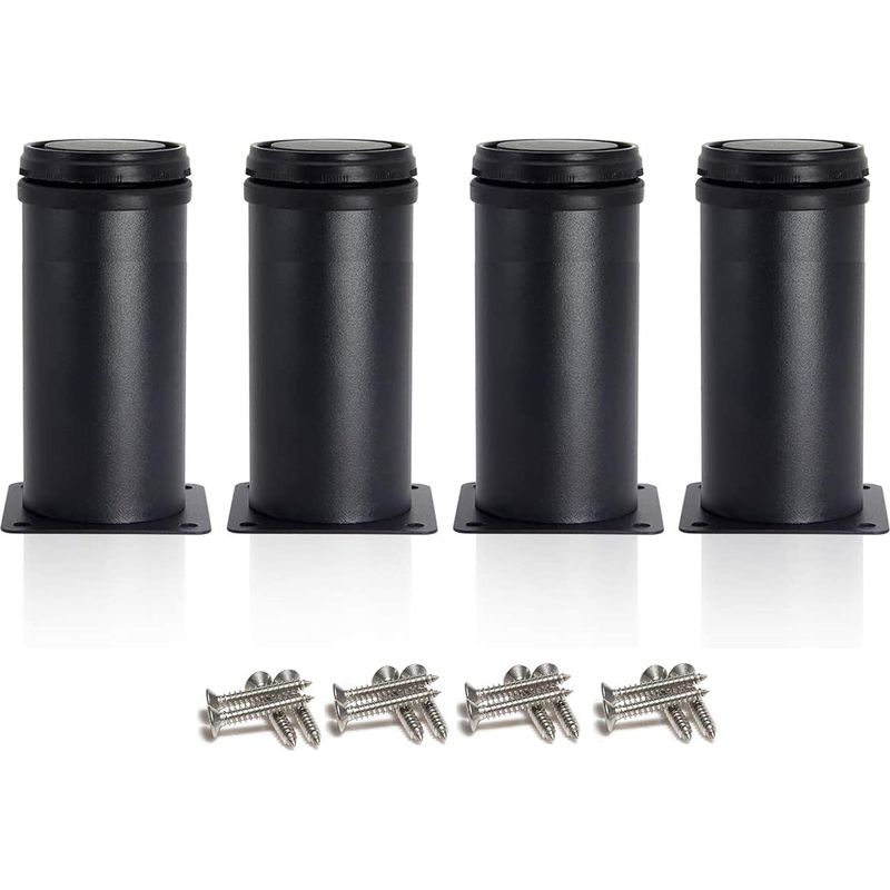 Verstellbare Schwarze Beine, 120 Mm Höhe, Verdickte Schrankbeine, Tischbeine, Möbelbeine, Edelstahl, Höhenverstellbar 0-15 Mm, Inklusive Edelstahlschrauben