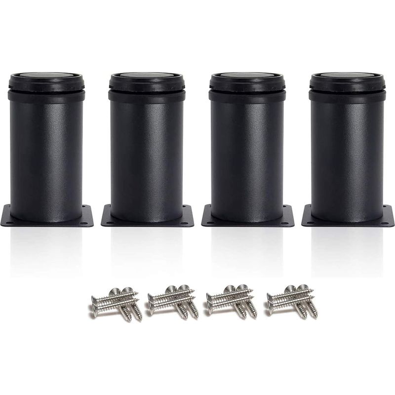 Verstellbare Schwarze Beine, 80 Mm Höhe, Verdickte Schrankbeine, Tischbeine, Möbelbeine, Edelstahl, Höhenverstellbar 0-15 Mm, Inklusive Edelstahlschrauben