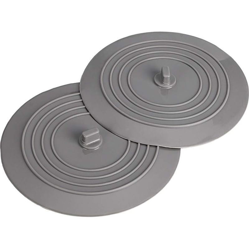 Set Mit 2 Universellen Silikon-abflussstopfen, 15 Cm, Für Küchenspüle, Badezimmerwaschbecken (grau)