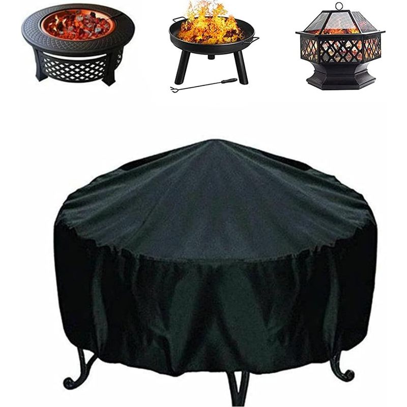 Feuerschalenabdeckung, Kaminabdeckung, Heizgeräteabdeckung, Atmungsaktive, Wasserdichte Und Reißfeste Möbelabdeckungen Aus Oxford-gewebe, Quadratische/rechteckige/runde Outdoor-abdeckungen, Schwarz (1