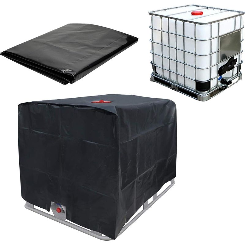 Wassertankabdeckung/schutzplane Für Ibc-container – Schwarz – Deckel Und Ventil Bleiben Frei – Für 600-liter-container – Ibc-tankabdeckung – Auslaufsicheres Gewebe – 120 X 80 X 100 Cm