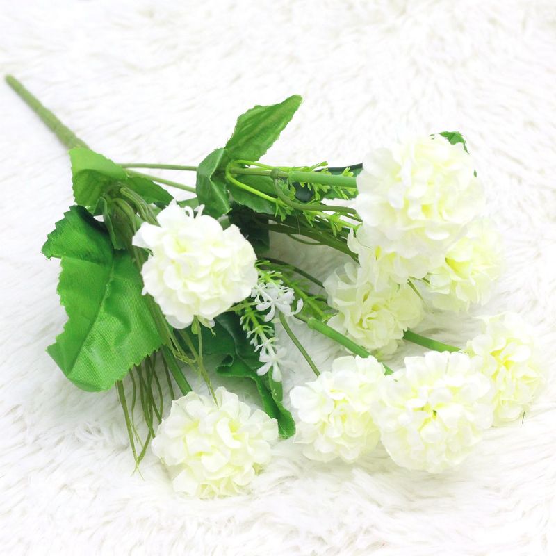 Künstliche Blumen, 9 Große Seidenblütenköpfe, Hortensie, Künstliche Chrysanthemenkugel (farbe: Weiß)
