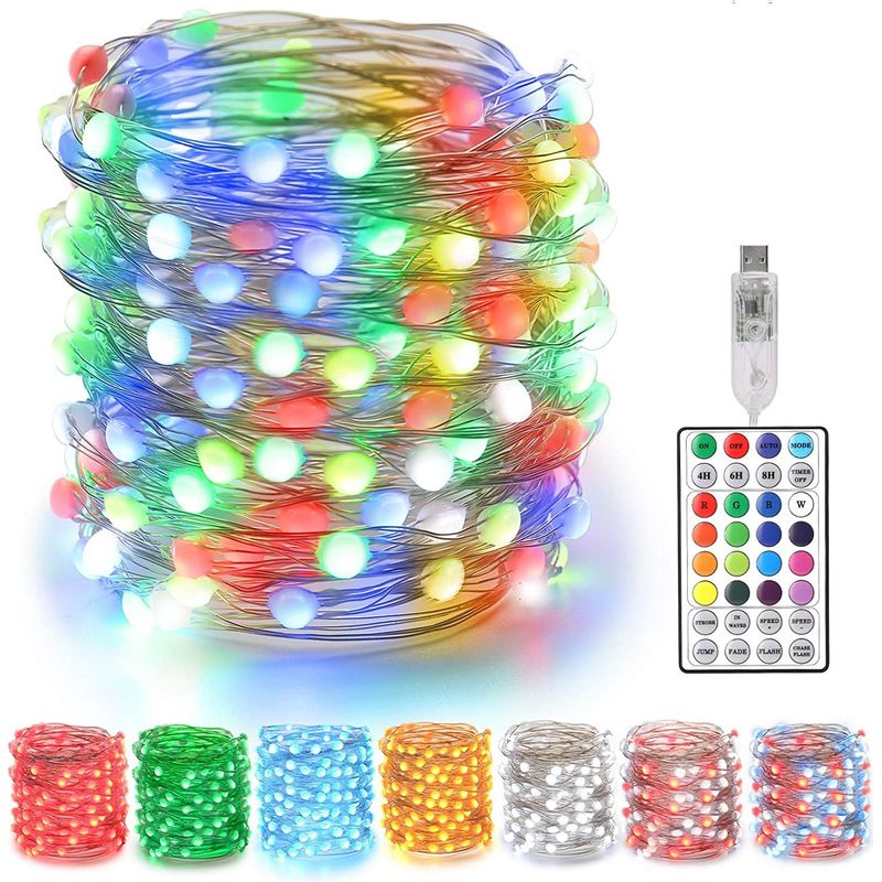 Lichterkette, 16 Farbwechselnde Led-lichterkette, Wasserdichte, Usb-betriebene Kupferdraht-lichterkette Für Den Garten (2 M, 20 Leds)