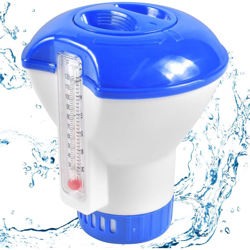 Großer 5-zoll-schwimmspender, Chlorspender Mit Thermometer 20-200 G, Chlor- Und Bromtabletten, Verstellbarer Behälter, Poolzubehör Für Große Und Kleine Pools Und Whirlpools