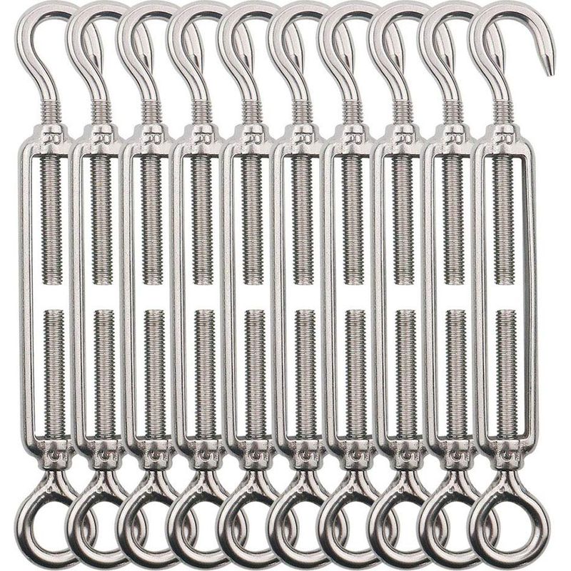 M5 Haken-kabelspanner (haken Und Öse), Stahlseilspanner/edelstahl-kabelspanner, Edelstahl 304, Für Wäscheleinen, Stahlseile, Stahlseile - 10 Stück