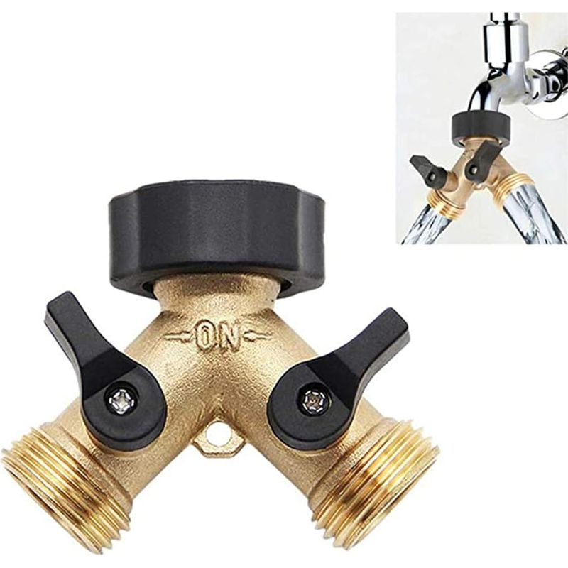 Stück 2-wege-gartenwasserhahnverteiler Aus Messing, 3/4"-schlauchanschlussadapter, Y-verbinder, Für Die Gartenbewässerung, Zum Verbinden Von 2 Geräten