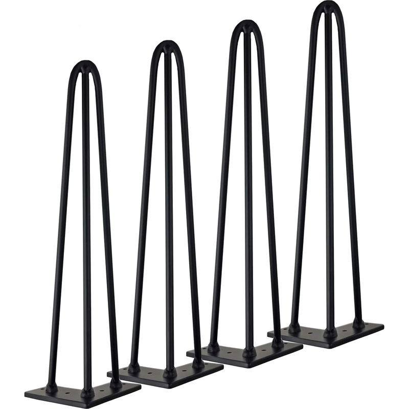 4-teiliges Diy-haarnadelbein-set Für Tisch- Und Stuhlbeine Mit 3 Stangen, 16 Schrauben + 4 Fußschonern, Höhe 50 Cm, Stangendurchmesser 10 Mm