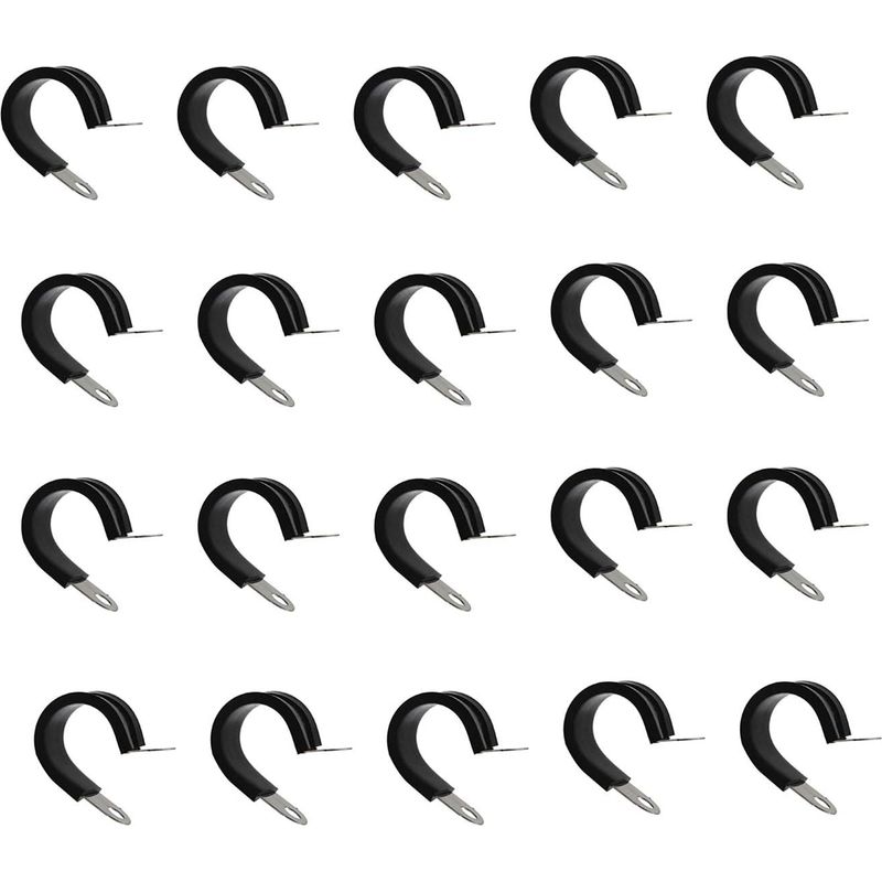 Packung Mit 20 Isolierten Schlauchschellen Vom Typ R Aus Edelstahl 304 Mit Gummipolsterung, 20 Mm Durchmesser