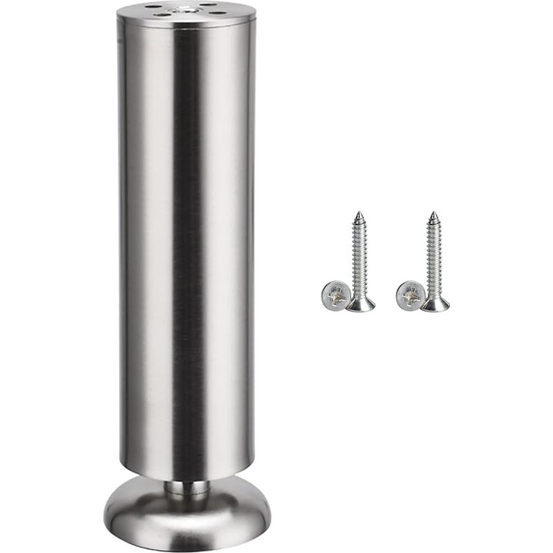 4x Möbelfüße, Runde Edelstahlfüße Für Küchenschränke – Gummifüße – Sicher Und Geräuscharm, 50 X 180 Mm