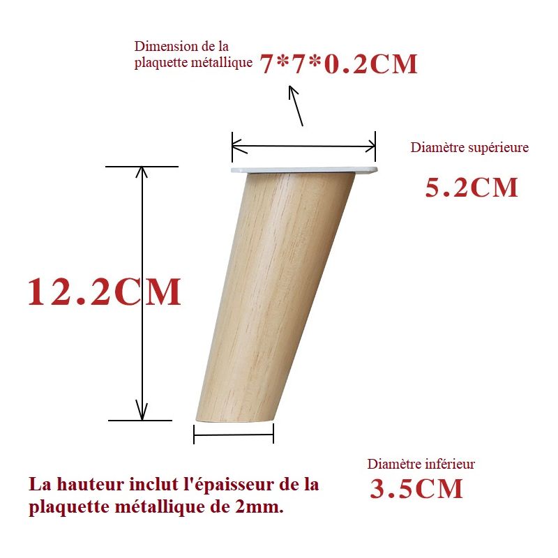Stück Holzmöbelbeine Höhe: 12,2 Cm Rund, Konisch (geneigtes Design) Material: Massivholz Für Stühle, Tische, Schränke Usw.