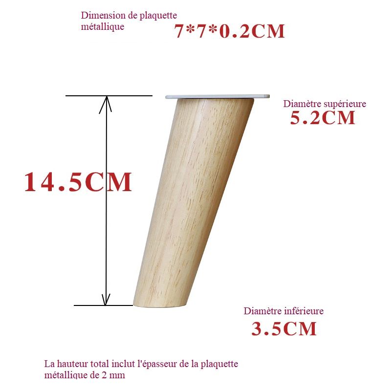 Stück Holzmöbelbeine Höhe: 14,5 Cm Rund, Konisch (geneigtes Design) Material: Massivholz Für Stühle, Tische, Schränke Usw.