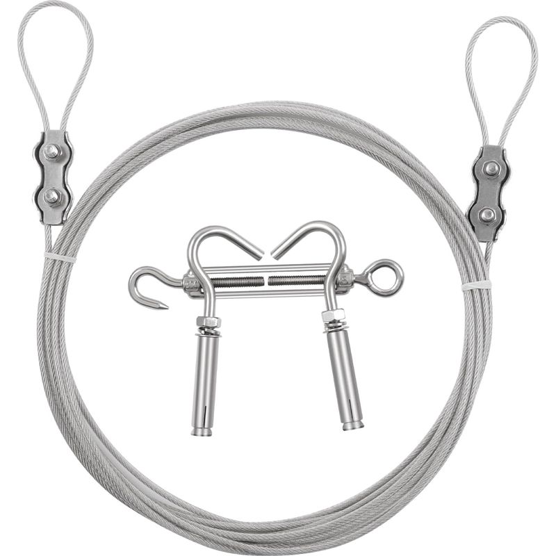 M Φ3 Mm Pvc-beschichtetes Edelstahlseil Mit Seilspanner, Zur Herstellung Von Edelstahl-seilaufhängungssets, Gartenseilrutschen, Kletterpflanzensets Und Wäscheleinen.
