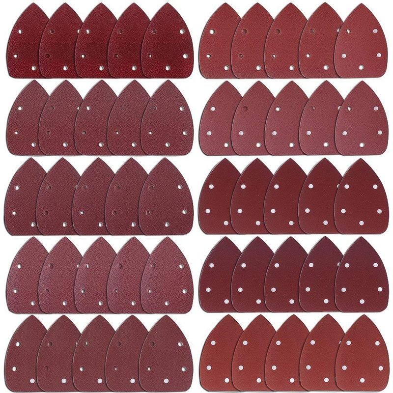 50 Dreieckige Schleifblätter, 5 Löcher, Schleifpapier, Körnung 40, 60, 80, 100, 120, 180, 240, 320, 400, 800, Schleifpapier Zum Schleifen Und Polieren