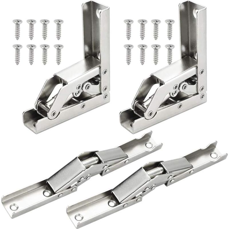 Stück 90°-klappscharniere, Vollflächig Aufliegende Edelstahl-türscharniere, Unsichtbare Küchenschrankscharniere Mit 16 Schrauben Für Schranktüren, 6,8 X 6,8 X 2,2 Cm