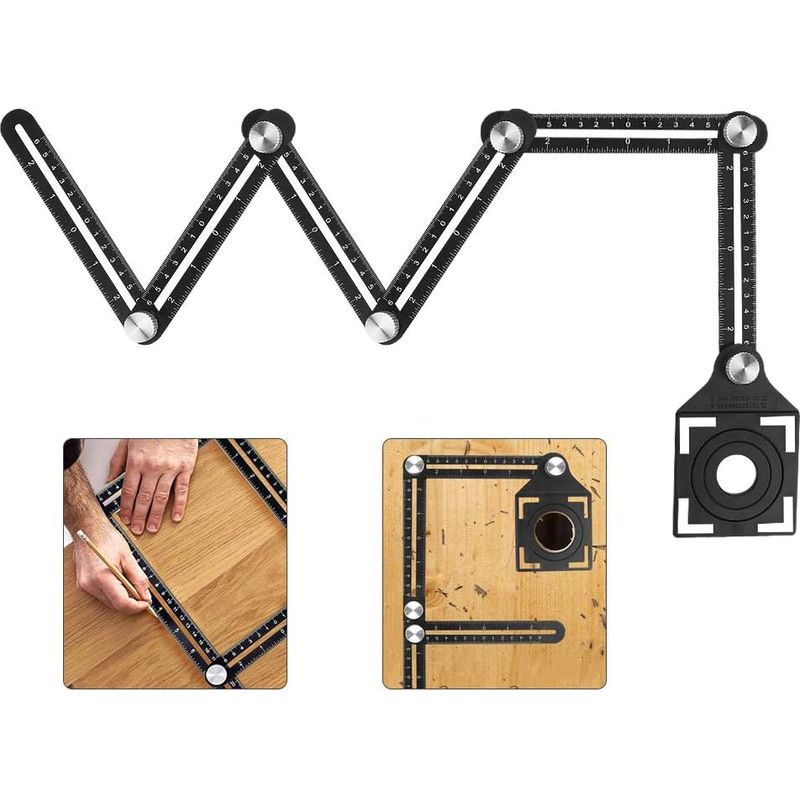 Mehrwinkel-messlineal, Winkellehre Aus Aluminiumlegierung, Sechsseitiger Klapplineal Und Keramikfliesen-lochlehre Für Heimwerkerprojekte