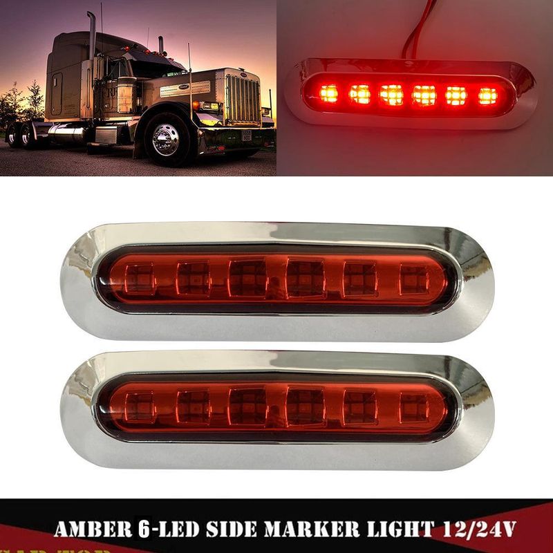 Stück – Rosa Lkw- Und Transporter-seitenleuchten Mit 6 Leds, Verzinkt, 10–30 V, Anhänger-rückleuchten