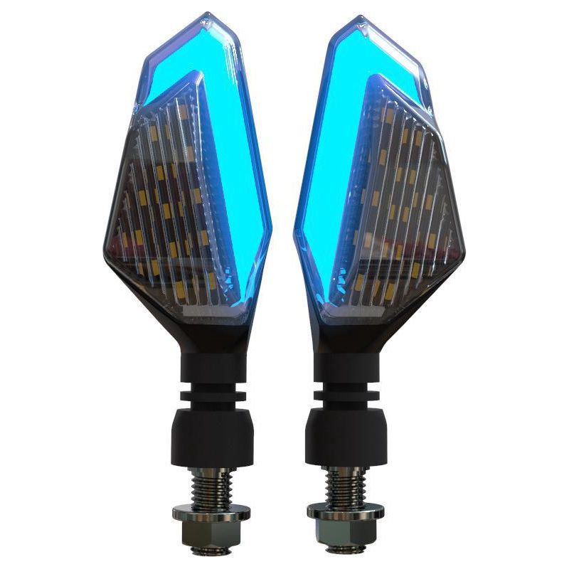 Stück - Blaue Motorradblinker, 22 Leds, Zweifarbig, V-förmig