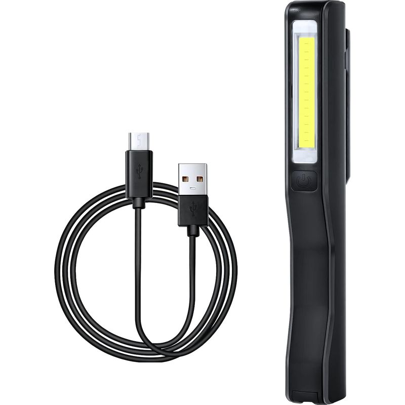 Wiederaufladbare Led-arbeitsleuchte 350 Lumen Cob Mechanikerlampe Ultra Leistungsstarke Taschenlampe, Inspektionslampe Für Autowerkstatt, Werkstatt, Heimwerken, Camping Mit Usb-kabel (schwarz)