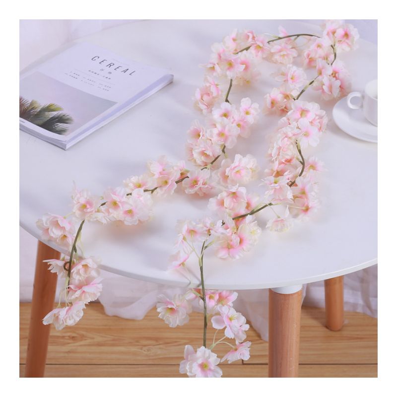 Packung Künstliche Seidenblumen Kirschblütengirlande Zum Aufhängen Für Hochzeiten, Garten Und Heimdekoration (rosa)