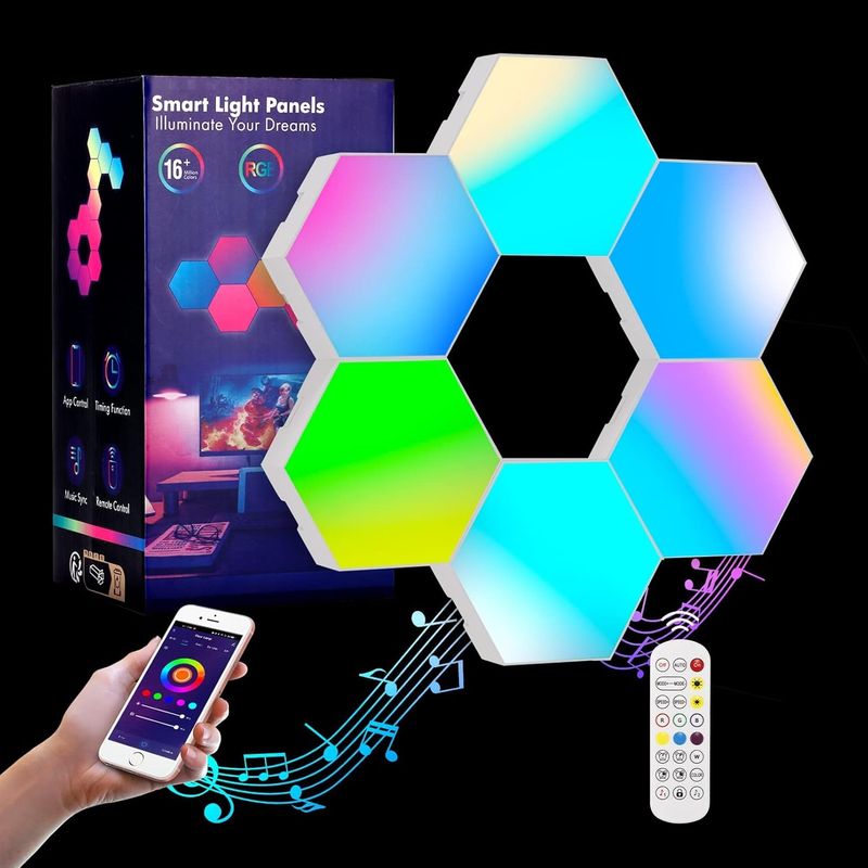 Dekorative Sechseckige Led-wandleuchte, Intelligente Sechseckige Leuchten, Rgb-gaming-lampe Mit Touch-steuerung, Diy-nachtlichter, Geometrie-modul Für Gaming-setups, Dekorative Klimaanlage