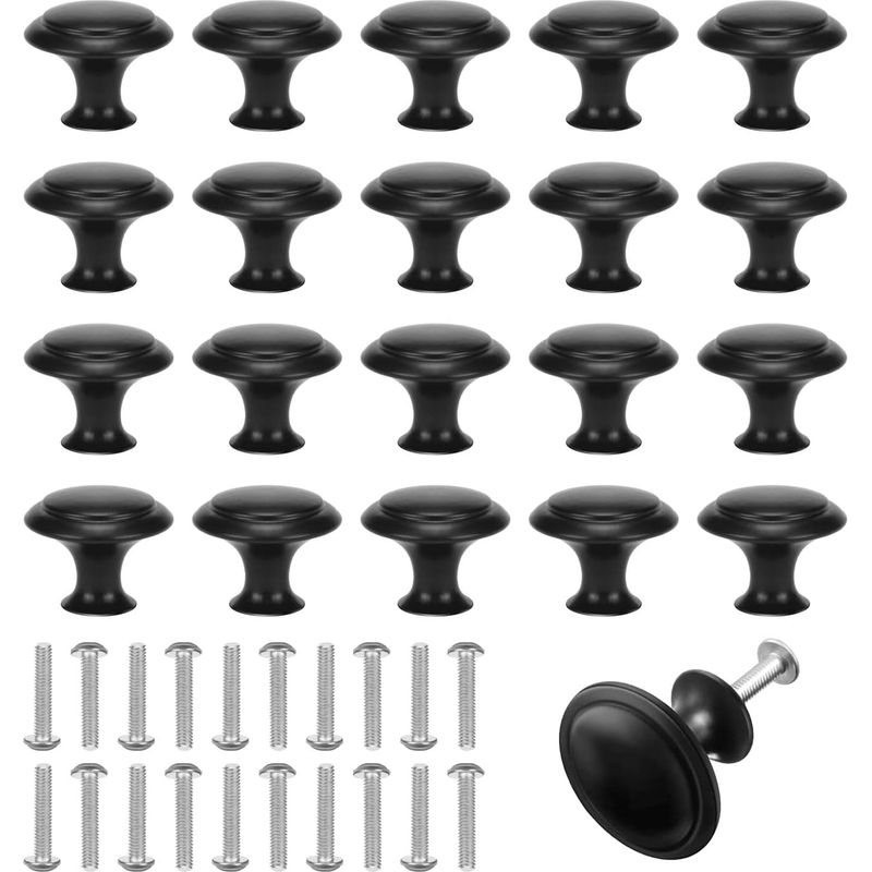 20 Möbelknöpfe, Mattschwarze Möbelknöpfe, Schubladenknöpfe Mit Schrauben, Schwarze Türknöpfe Für Möbel, Schränke, Kleiderschränke Und Nachttische (länge 27 Mm)