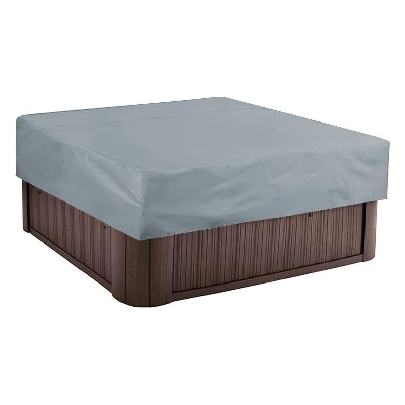 Quadratische Schutzhülle Für Whirlpools, Wasserdicht, Staubdicht, 210d Polyester, Sonnenbeständig, Für Alle Vier Jahreszeiten, Für Badewannen Im Garten (220 X 220 X 30 Cm, Grau)