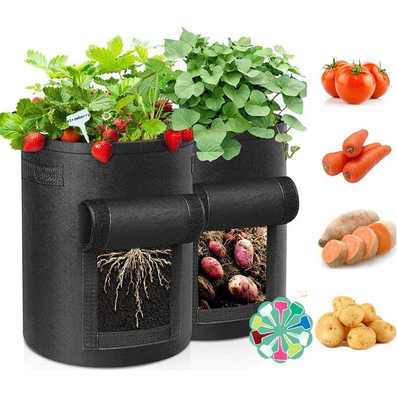 Stück Kartoffelpflanzbeutel, 7-gallonen-gartenpflanzbeutel Aus Vliesstoff, Kartoffelbeutel Mit Sichtfenster Und Griff, Großer Gemüsegartenbeutel Für Erdbeeren, Tomaten, Gemüse