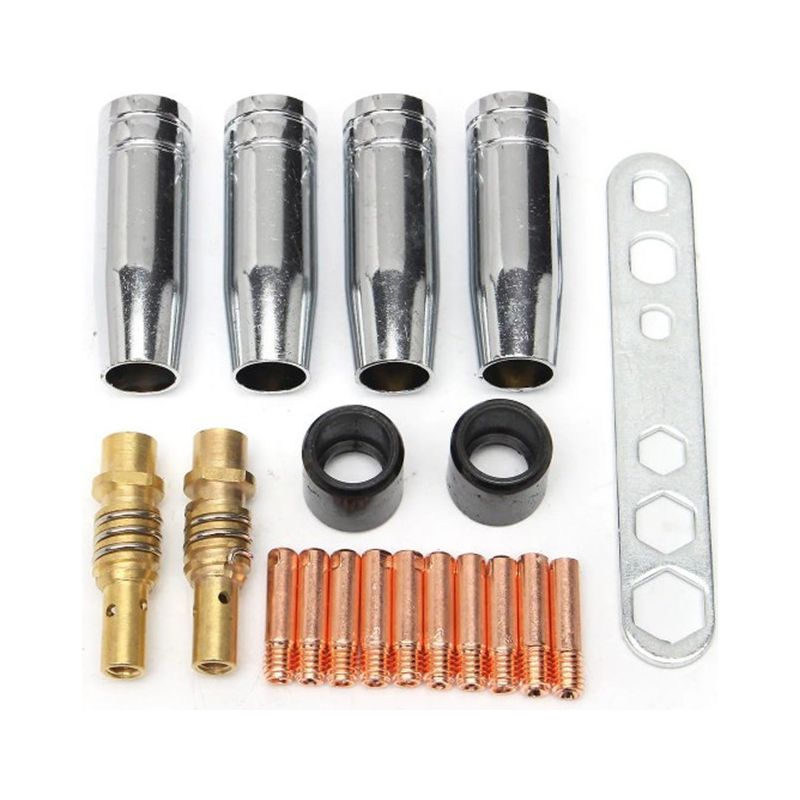 X Mig Mag Ak-15 / Mb-15 Schweißdüsen-/konuskappen-verschleißteile, 10 X M6 0,8 Mm Schweißspitzen Und 2 X Düsenhalter Mit Festen Federn (19 Teile)
