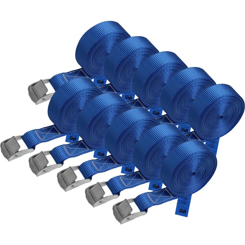 Zurrgurt Mit Klauenbefestigung – Blau – Maximale Traglast 250 Kg, 10 Stück À 2,5 Cm X 6 M