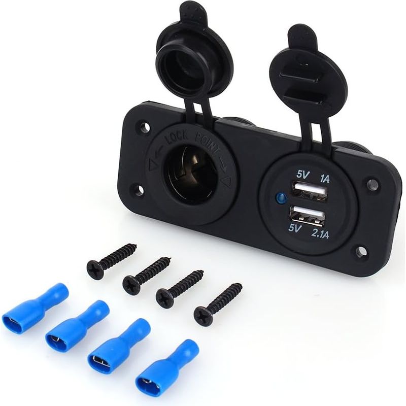 Usb-ladebuchse, Dual-usb-auto-zigarettenanzünder-steckdose, 12v-ladeadapter Für Auto, Boot, Schiff Und Mobilgeräte