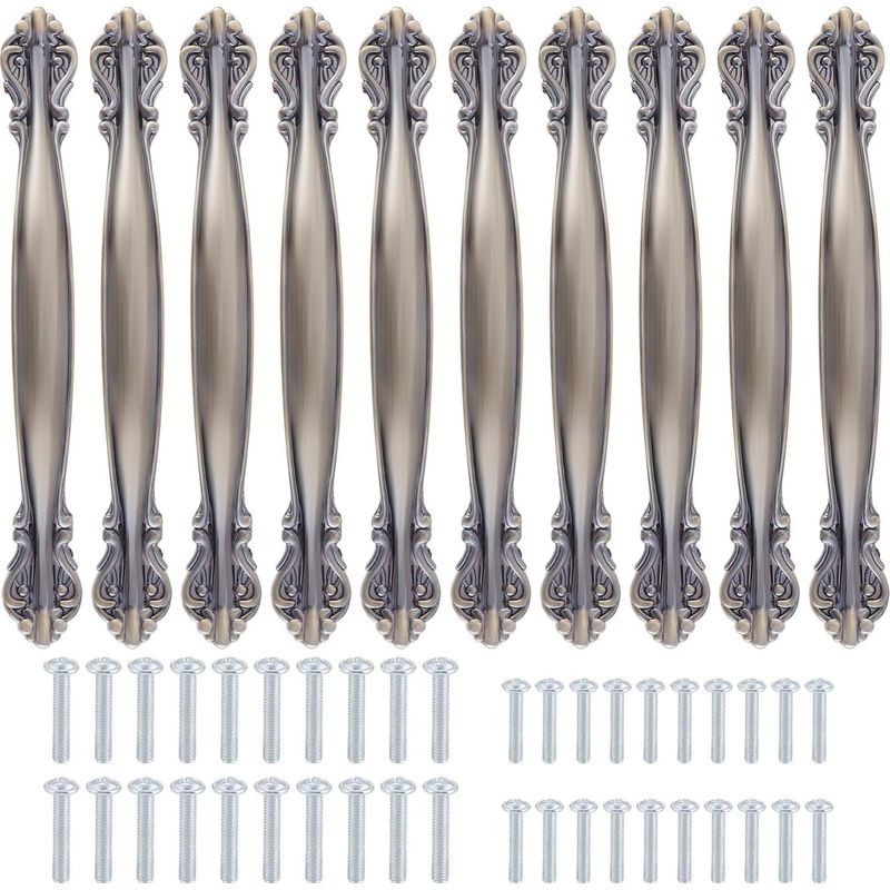 Set Mit 10 Antiken, Bogenförmigen Schrankgriffen – Möbeltürgriffe (128 Mm Lochabstand) – Bronzegrün