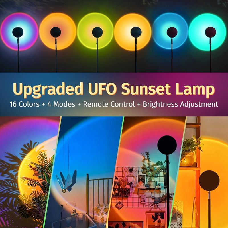 Sunset Lamp 16-farben-projektionslampe Mit Fernbedienung Sunset Aura 180 Grad Drehbarer Sonnenuntergangslichtprojektor Für Fotos/selfies