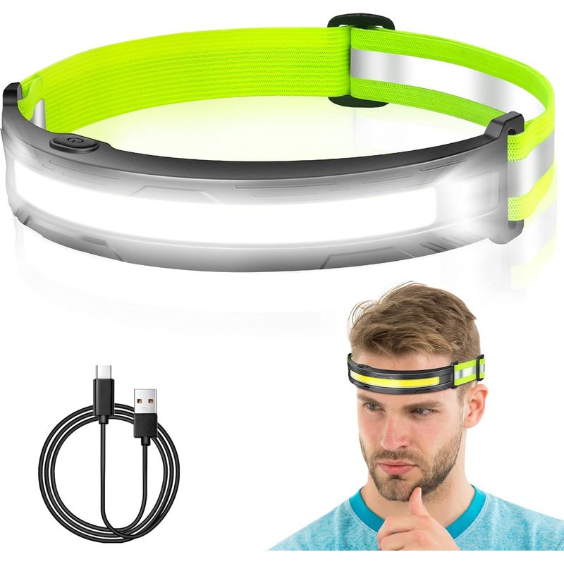 Usb-wiederaufladbare Stirnlampe, Extrem Leistungsstarke Led-stirnlampe Mit 5 Leuchtmodi, Wasserdicht (ipx4), Leichtes Design, 230°-reflexionsstrahl Für Camping, Angeln, Joggen, Radfahren Und Wandern