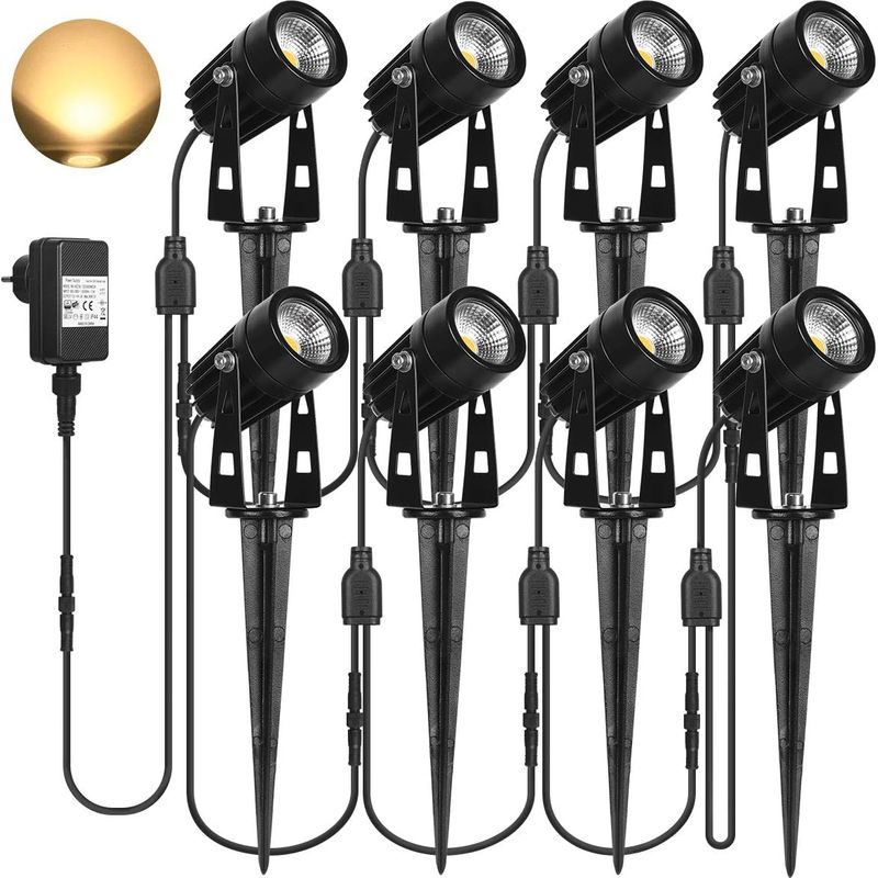 Led-außenstrahler, 3 W, Warmweiß (3000 K), 1440 Lm, Gartenleuchten Mit Erdspießen, Ip65 Wasserdichter Led-fluter Für Garten, Weg Und Terrasse – 8 Stück