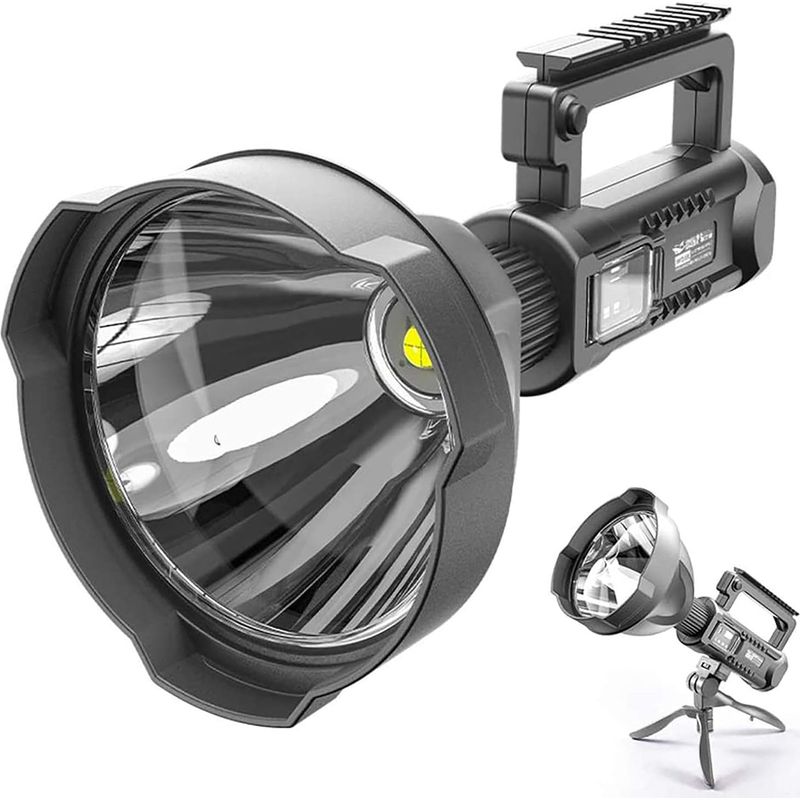 Superhelle, Tragbare Led-taschenlampe Mit Usb-aufladung Und Faltbarem Stativ Für Wandern, Camping Und Angeln