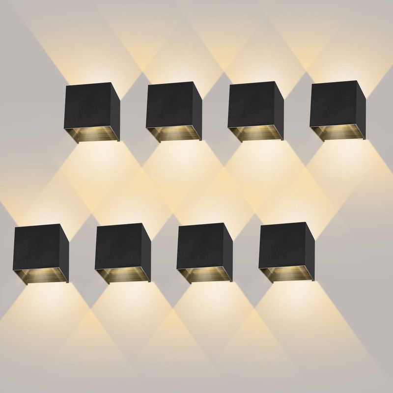 8er-pack Wandleuchten Für Den Innen- Und Außenbereich, 12 W, Mit Einstellbarem Abstrahlwinkel, Led-wandleuchten 2700–3000 K Warmweiß, Ip65 Wasserdicht, Schwarze Wandleuchte Für Wohn-/schlafzimmer