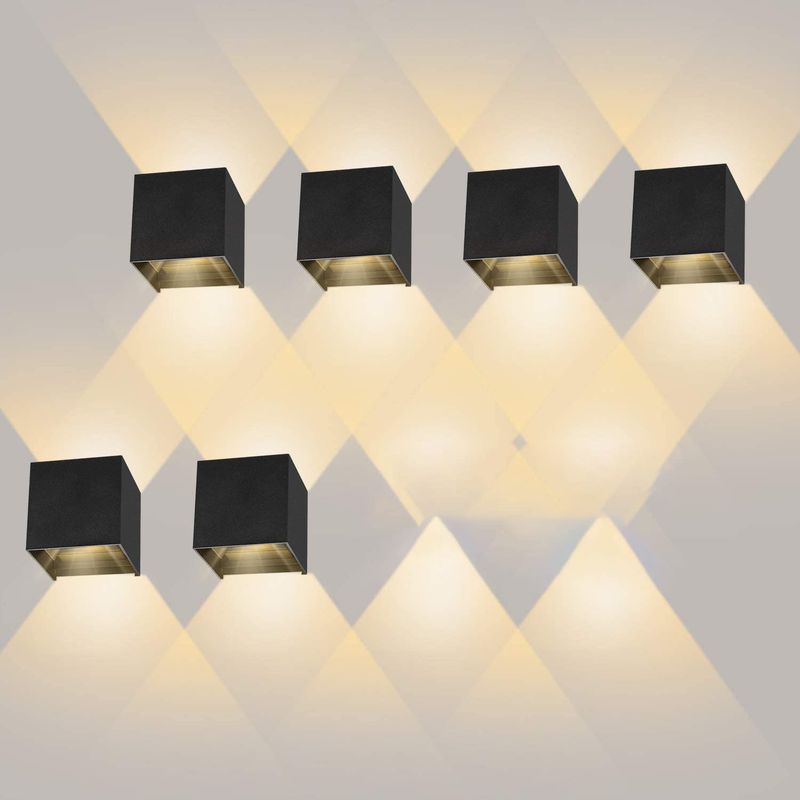 6er-pack Wandleuchten Für Den Innen- Und Außenbereich, 12 W, Mit Einstellbarem Abstrahlwinkel, Led-wandleuchten 2700–3000 K Warmweiß, Ip65 Wasserdicht, Schwarze Wandleuchte Für Wohn-/schlafzimmer