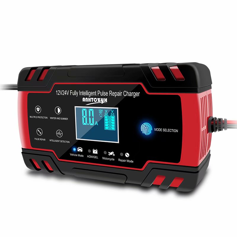 Litzee Autoladegerät, 8a 12v / 24v Autoladegerät, Vollautomatisches Autoladegerät Mit Lcd-display Akkuladegerät, Erhaltungsladegerät Mit Mehrfachschutz (1)