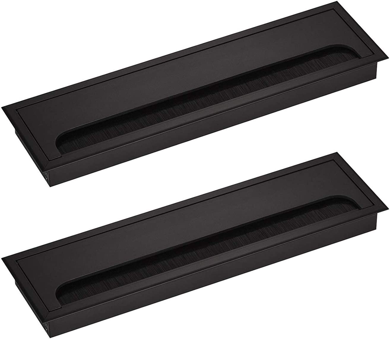 Arandela De Escritorio Rectangular 80x 275mm Arandela De Enchufe De Prensaestopas Para Mesa De Oficina Muebles Para El Hogar Cable Aluminio Negro Anodizado Cuadrado 2 Piezas