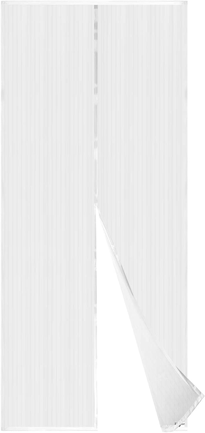 Litzee Magnet-türgitter, Ultrafeines Netz, Leistungsstarke Magnete, Komplettes Installationskit, Klebeband Und Klettband Inklusive - 80 X 210 Cm, Weiß