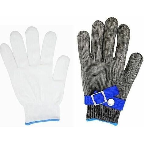 Schnittfester Kettenhandschuh Aus Edelstahl – Schutzstufe 5 – Größe L – Für Den Umgang Mit Scharfen Werkzeugen – Merkmak