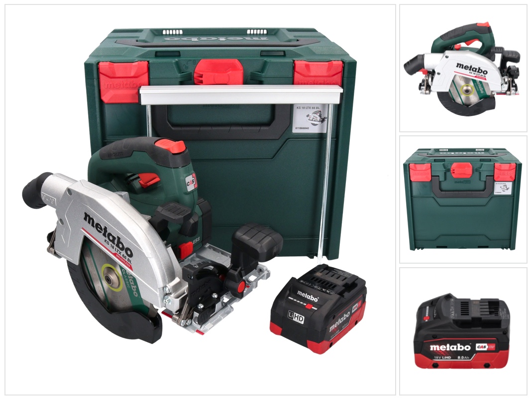 Metabo Ks 18 Ltx 66 Bl Akku Handkreissäge 18 V 165 Mm + 1x Akku 8,0 Ah + Metabox - Ohne Ladegerät