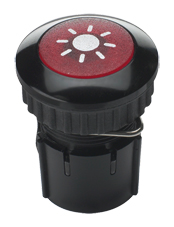 Grothe Klingeltaster rund 14,6mm Kn.rot, Hülse alu/sw PROTACT 100 LED