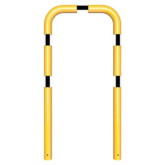 Schake Schutzbügel Ø76 mm, Breite 750 mm, Höhe über Flur 1150mm, zum Einbetonieren, gelb / schwarz
