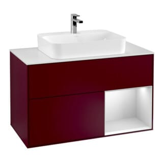 V&B Waschtischunterschrank Wandbeleuchtung Finion 100, Pl wh. m, Reg re wh. m Lac, Peo m