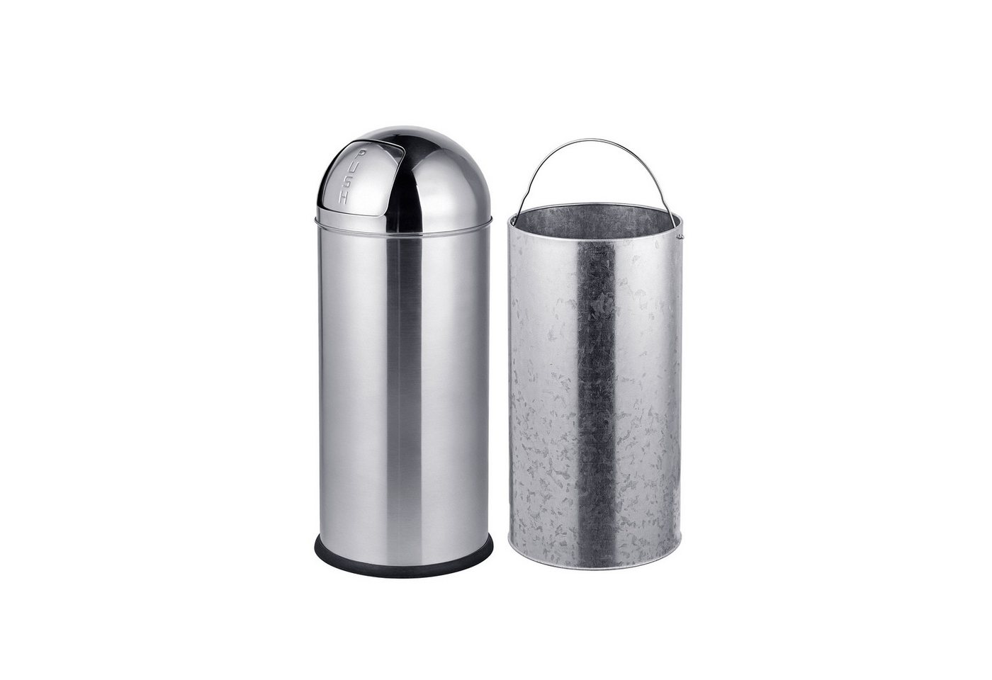 Relaxdays Mülleimer, 35 Liter, Push-deckel, Edelstahl, Entnehmbarer Inneneimer, Küche, Badezimmer, Abfalleimer, Silber Bild 3
