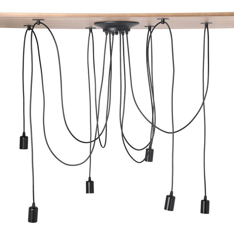 Moderne Und Retro 6-armige Pendelleuchte Diy Kreativer Verstellbarer Spinnen-kronleuchter 2m Vintage-deckenleuchte Mit E27-fassung Schwarz (leuchtmittel Nicht Enthalten)