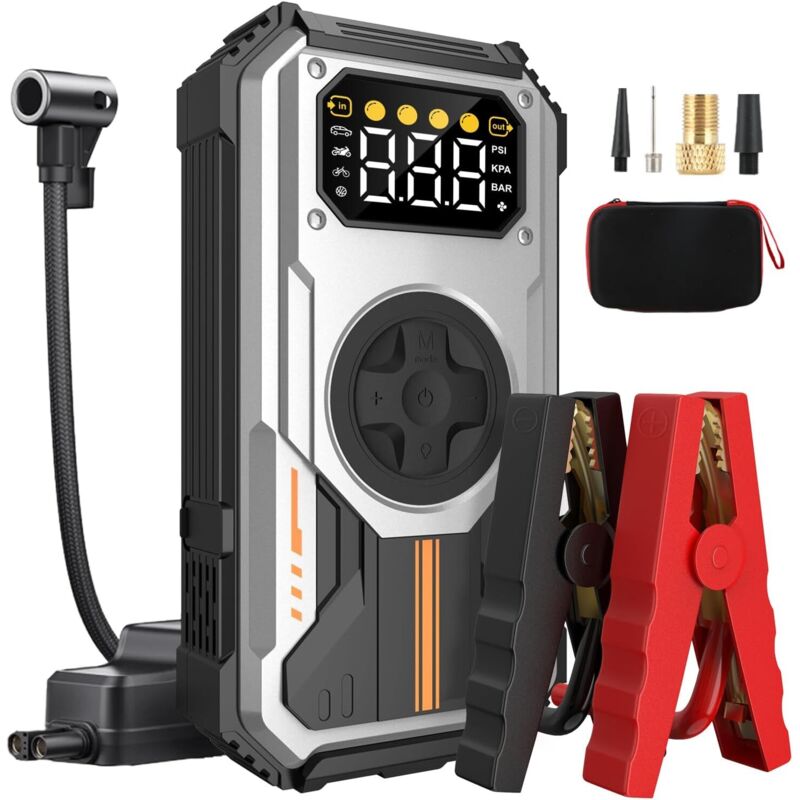 Starthilfegerät Für Autobatterien Mit Leistungsstarkem 6000-a-kompressor, 150-psi-reifenfüllfunktion, 7,5-liter-benzinmotor, 6-liter-dieselmotor, Entladetemperatur -20 °c Bis 70 °c (pd-270)