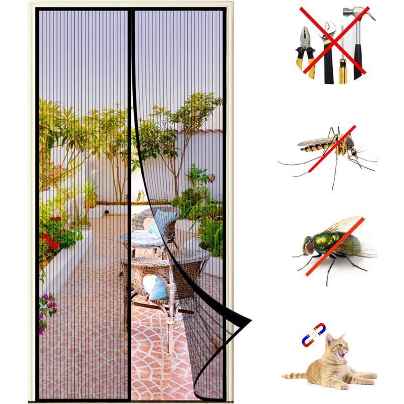 Magnetisches Fliegengitter, 140 X 220 Cm, Selbstklebendes Moskitonetz, Magnetischer Insektenschutzvorhang Mit Automatischem Verschluss, Kein Bohren Erforderlich, P